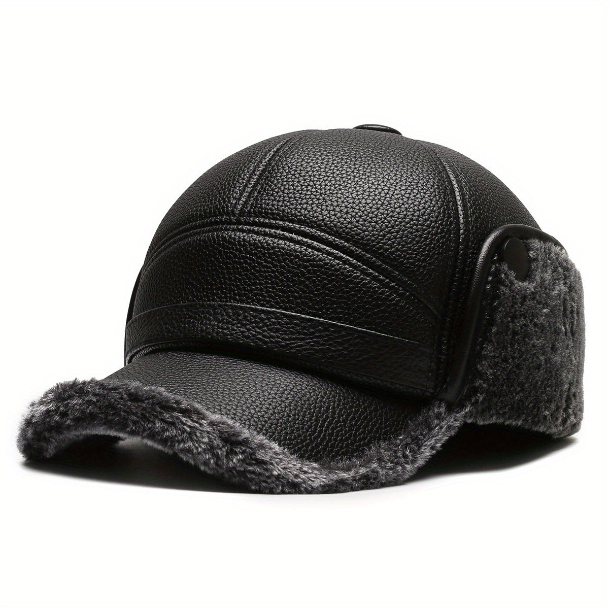 Men's Winter Hat PU Leather Ear Protection Cap