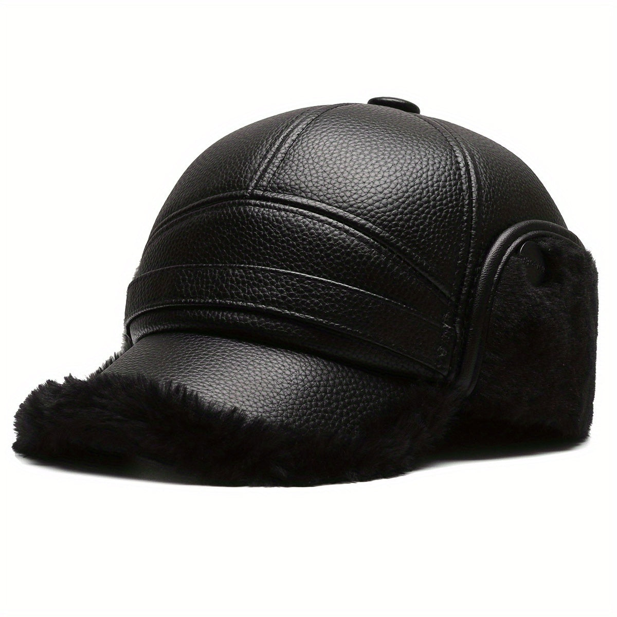 Men's Winter Hat PU Leather Ear Protection Cap