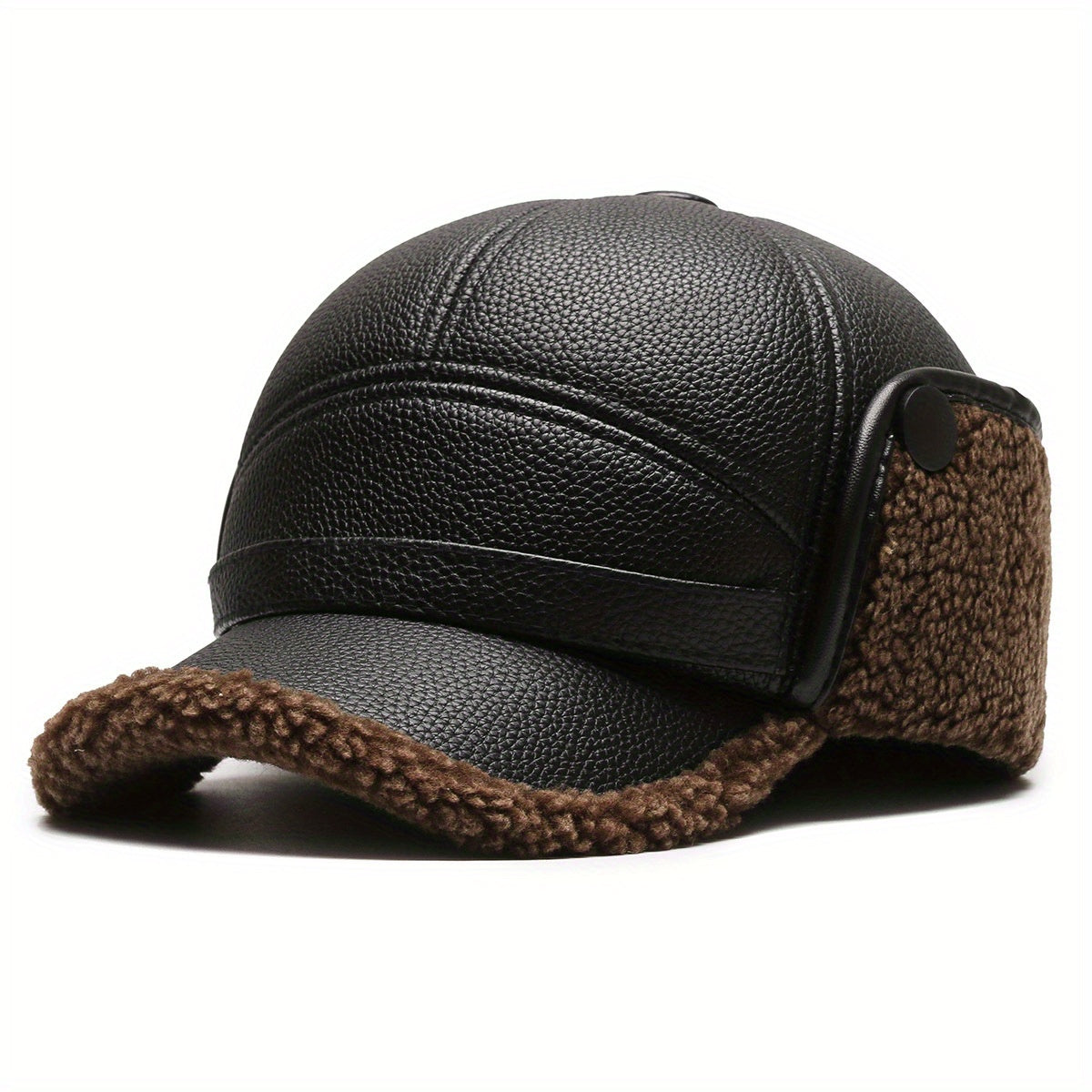 Men's Winter Hat PU Leather Ear Protection Cap