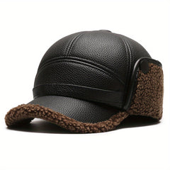 Men's Winter Hat PU Leather Ear Protection Cap