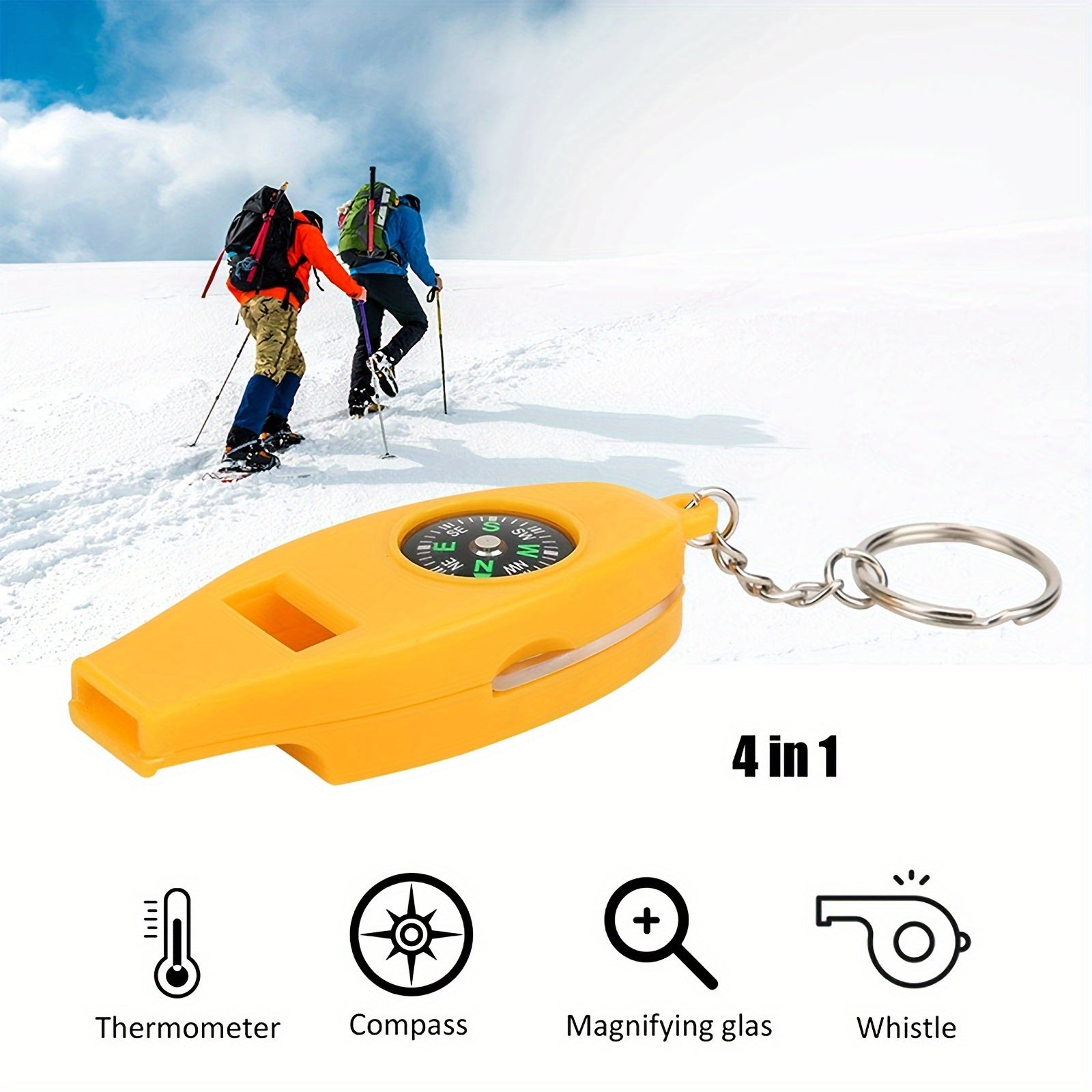 Emergency Survival Whistle with Compass Thermometer Magnifier