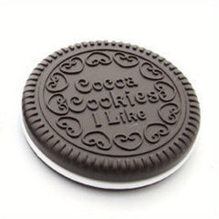 Mini Chocolate Cookie Biscuits Shape Compact Mirror With Comb