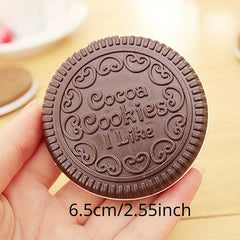 Mini Chocolate Cookie Biscuits Shape Compact Mirror With Comb