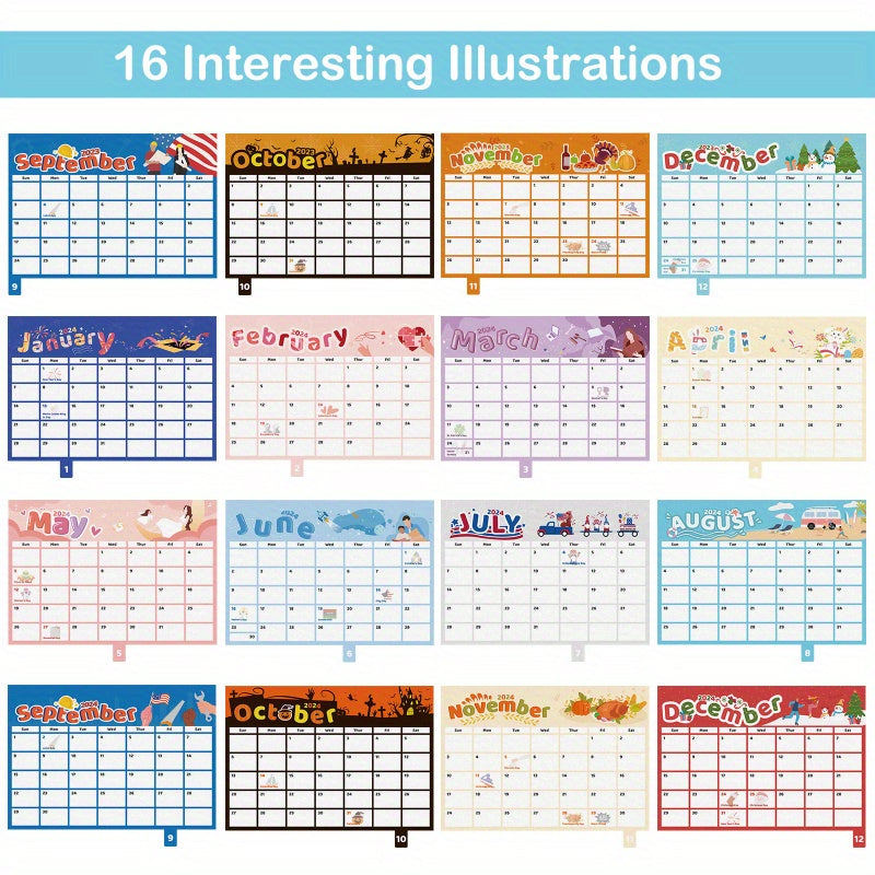 1pc Desk Calendar 16 Months English Calendar 365 Days
