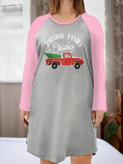Plus Size Christmas Nightdress Women's Truck With Christmas Tree Tee Sleep Dress