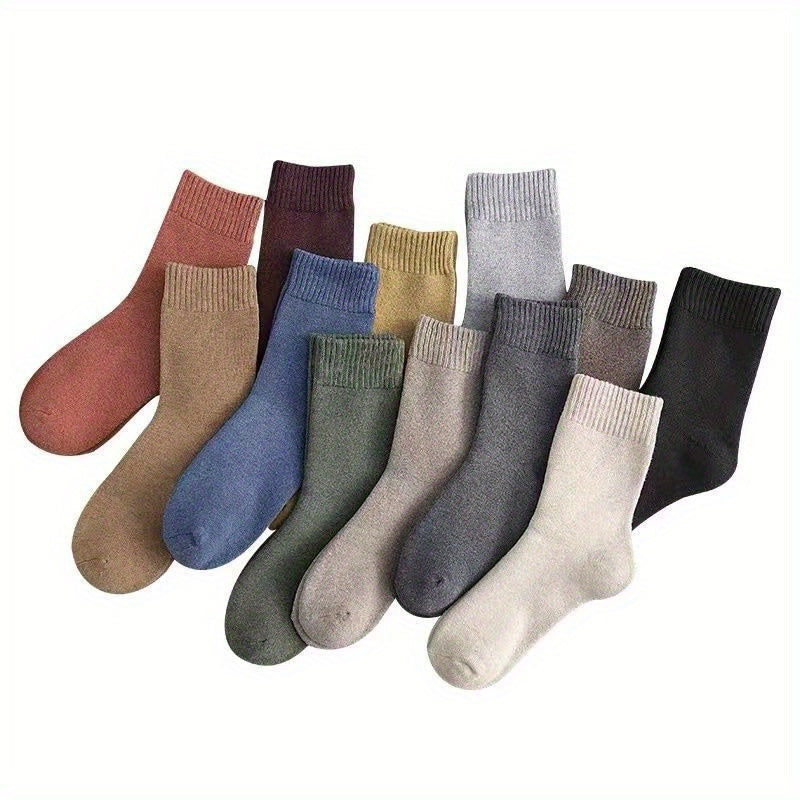 Men's Solid Crew Socks Warm Thermal Breathable Casual Unisex Socks