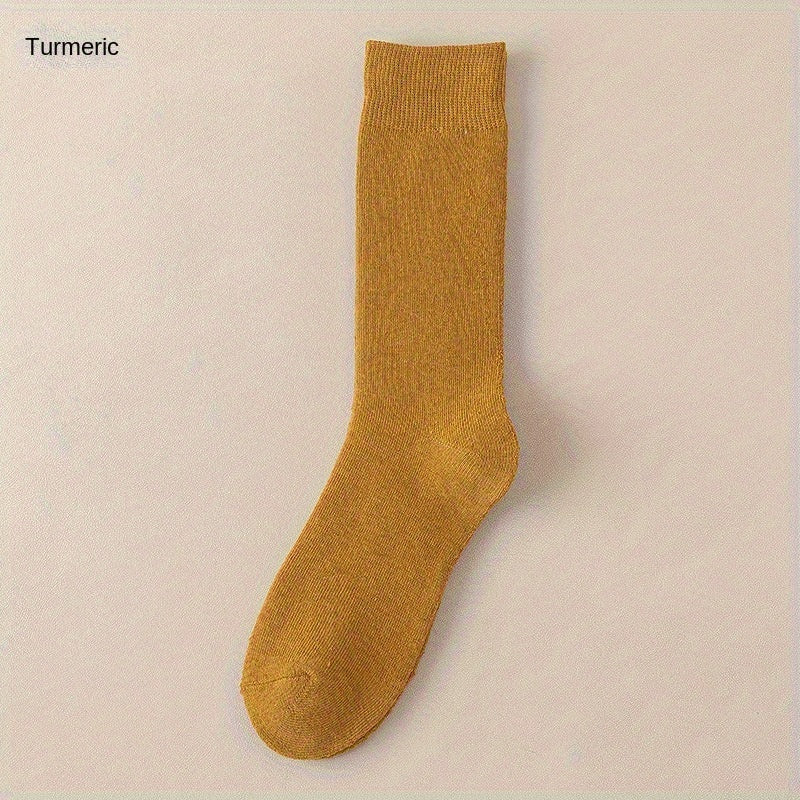 Men's Solid Crew Socks Warm Thermal Breathable Casual Unisex Socks