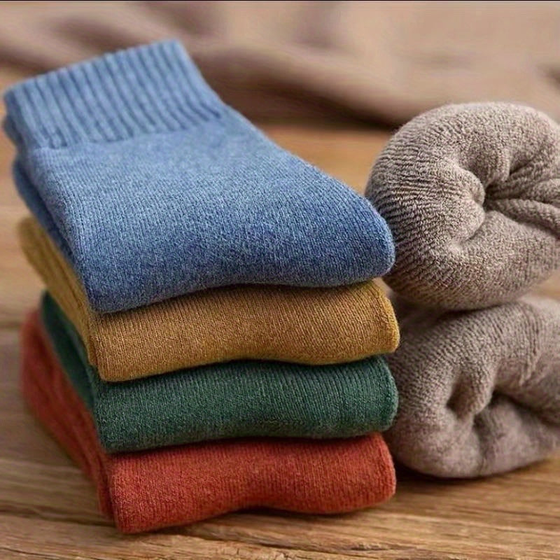 Men's Solid Crew Socks Warm Thermal Breathable Casual Unisex Socks