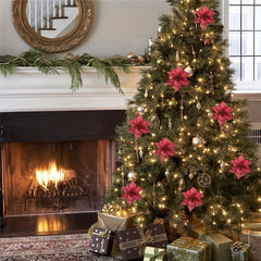 10pcs Christmas Glitter Flowers Wedding Faux Flowers Christmas Decoration Orname