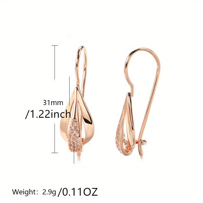 Water Drop Golden Dangle Earrings Zircon Wedding Jewelry Vintage Long Earrings