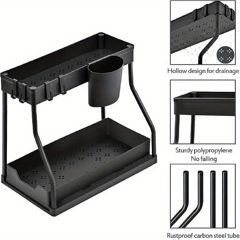 2 Tier Under Sink Storage Rack Sliding Drawer Organizer