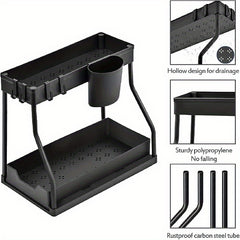 2 Tier Under Sink Storage Rack Sliding Drawer Organizer