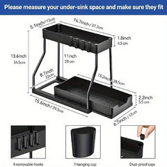 2 Tier Under Sink Storage Rack Sliding Drawer Organizer