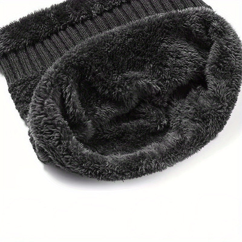 Winter Beanie Hat & Scarf Set Velvet Beanie Cap Warm Thickened Knitted Hat