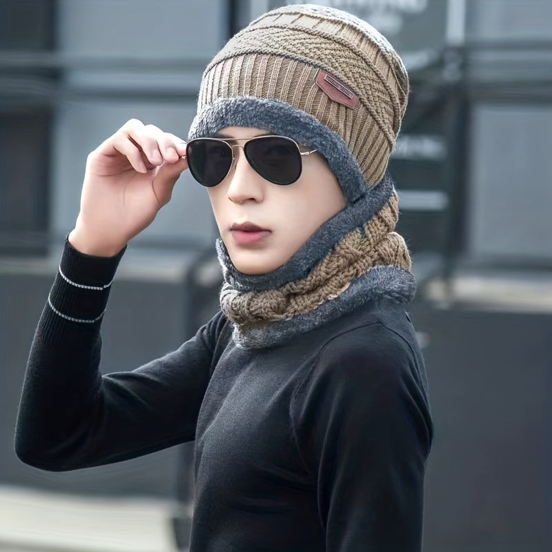 Winter Beanie Hat & Scarf Set Velvet Beanie Cap Warm Thickened Knitted Hat