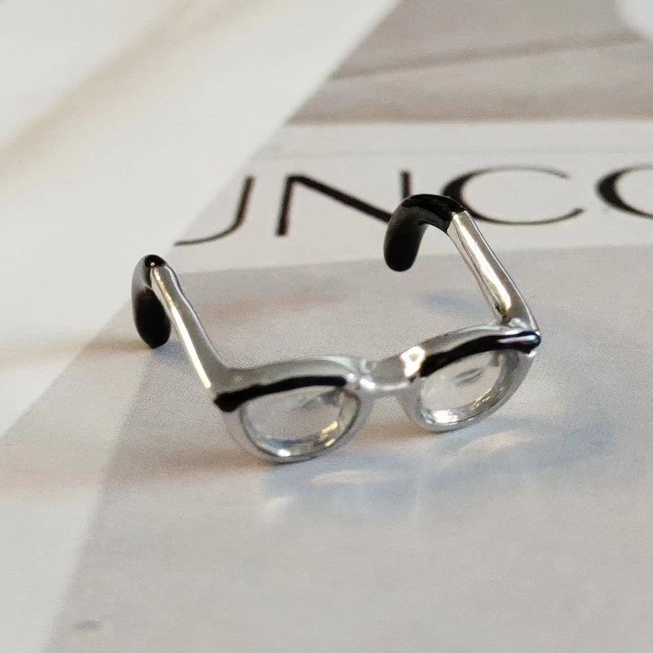 Enamel Forest Girl Adjustable Ring Glasses Ring