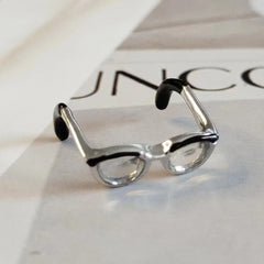 Enamel Forest Girl Adjustable Ring Glasses Ring