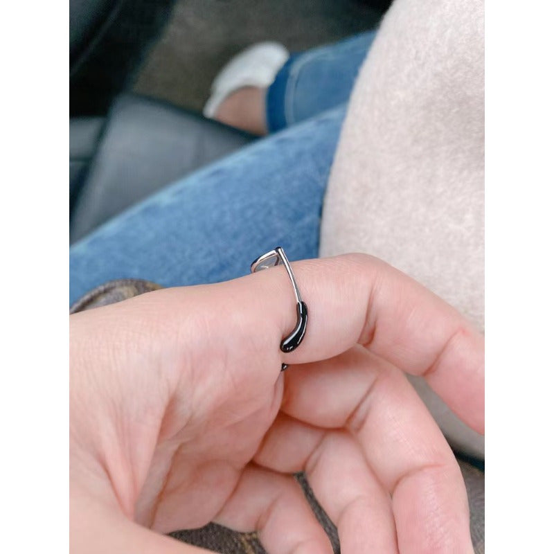Enamel Forest Girl Adjustable Ring Glasses Ring