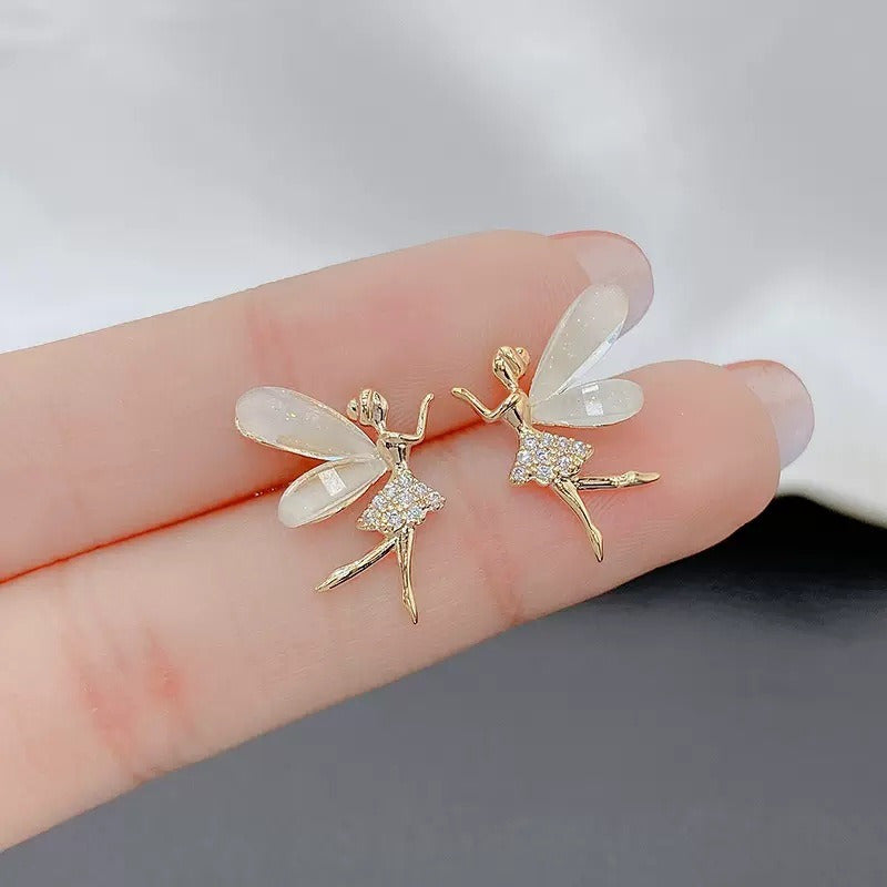 Dancing Elf Stud Earrings Christmas Angel Jewelry Gift