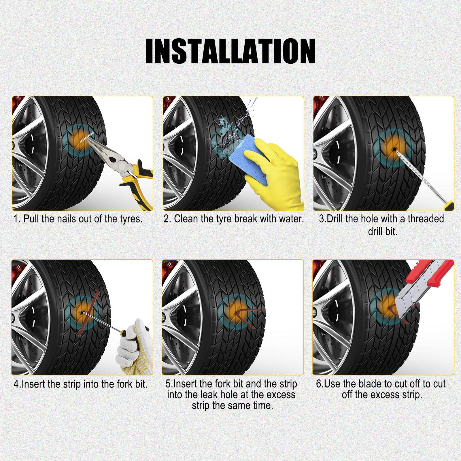 Car Tire Repair Kit Puncture Plug Tools Tyre Emergency For Tire Repair