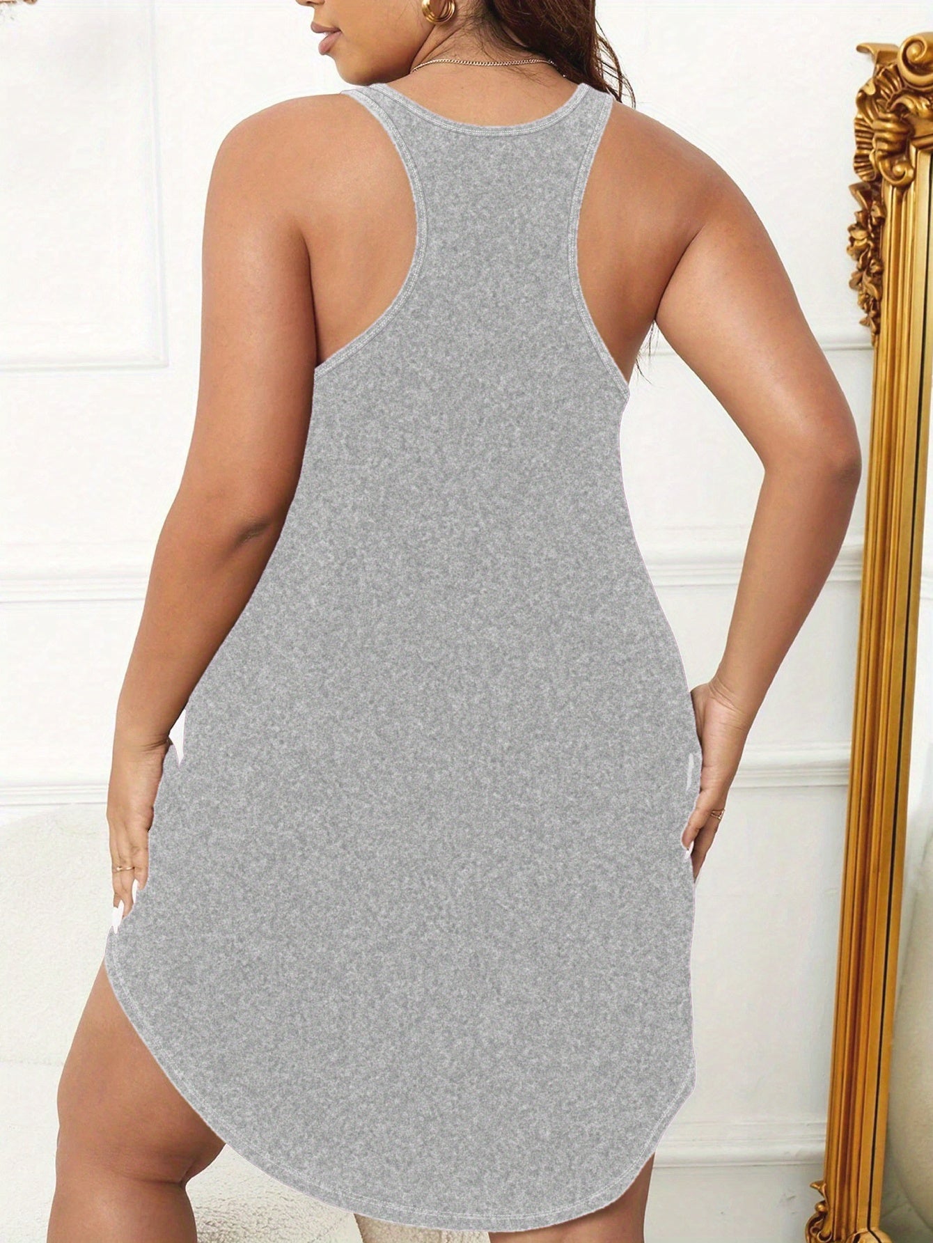  Casual Nightdress Women's Plus Rugby & Letter Print Tank