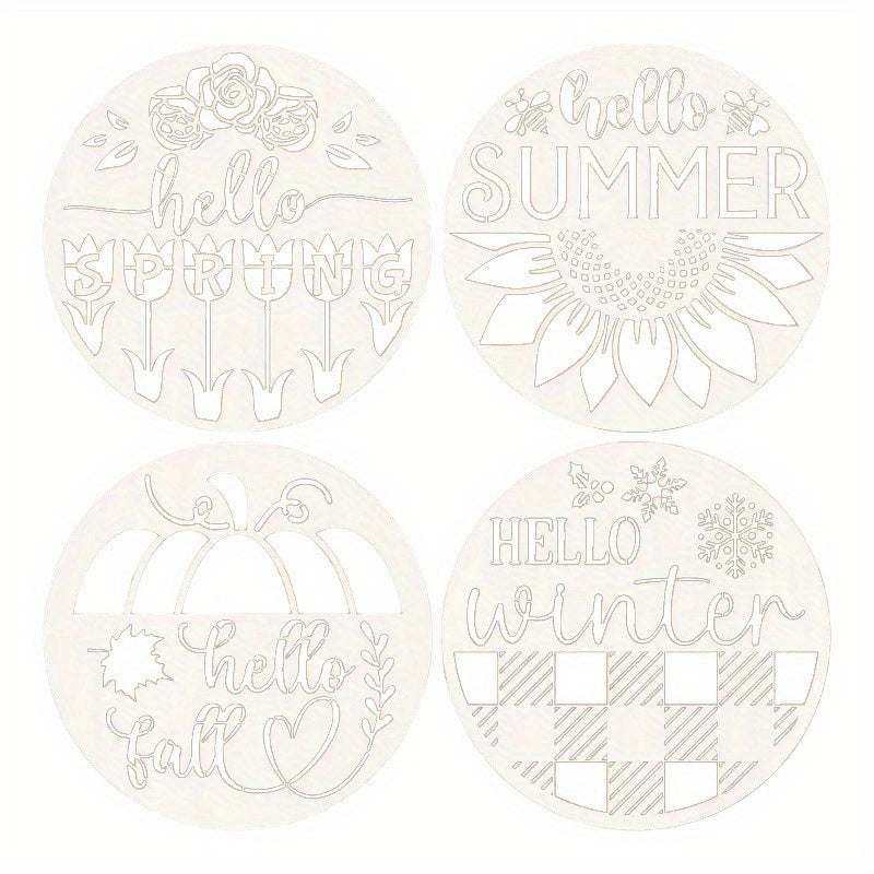 4pcs Seasons Art Template for Wood Board, Reusable & Washable