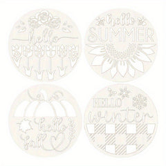 4pcs Seasons Art Template for Wood Board, Reusable & Washable