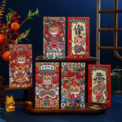 6pcs Year Envelopes Dragon Money Bag Happy New Year Red Envelope Cash Envelope