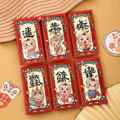 6pcs Year Envelopes Dragon Money Bag Happy New Year Red Envelope Cash Envelope