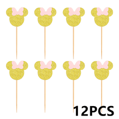 Mouse Cupcake Toppers with Pink Glitter for Wedding Birthday Party