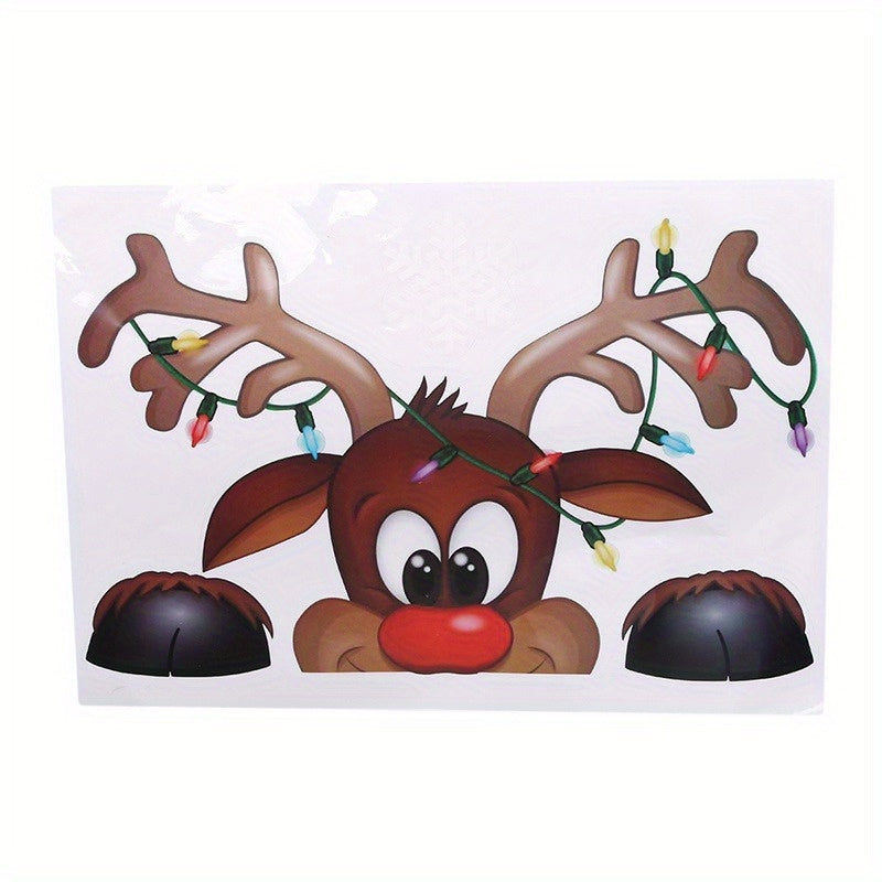 Santa Claus Elk Shop Hotel Christmas Window Glass Sticker