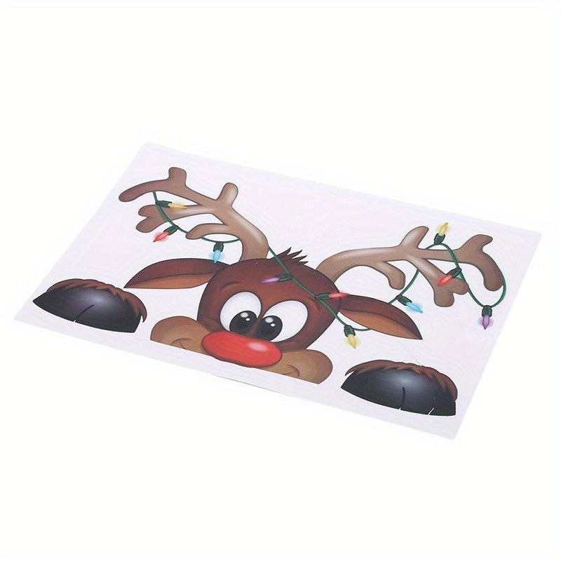 Santa Claus Elk Shop Hotel Christmas Window Glass Sticker
