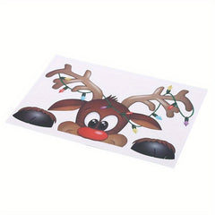 Santa Claus Elk Shop Hotel Christmas Window Glass Sticker
