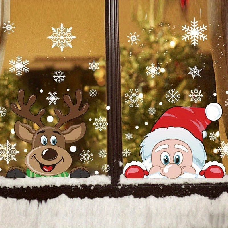 Santa Claus Elk Shop Hotel Christmas Window Glass Sticker