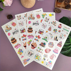 4pcs Happy Birthday Stickers Laser Glitter Cake Party Decoration