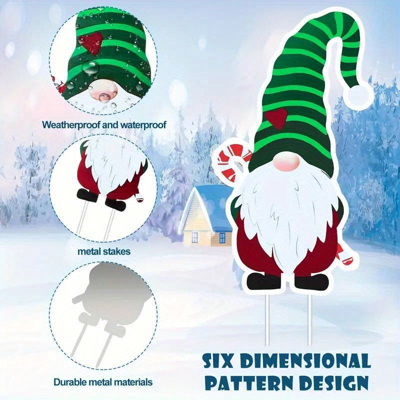 6pcs Christmas Gnome Garden Stake Hedge Top Decoration