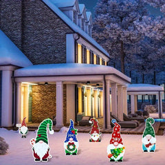 6pcs Christmas Gnome Garden Stake Hedge Top Decoration
