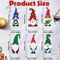 6pcs Christmas Gnome Garden Stake Hedge Top Decoration