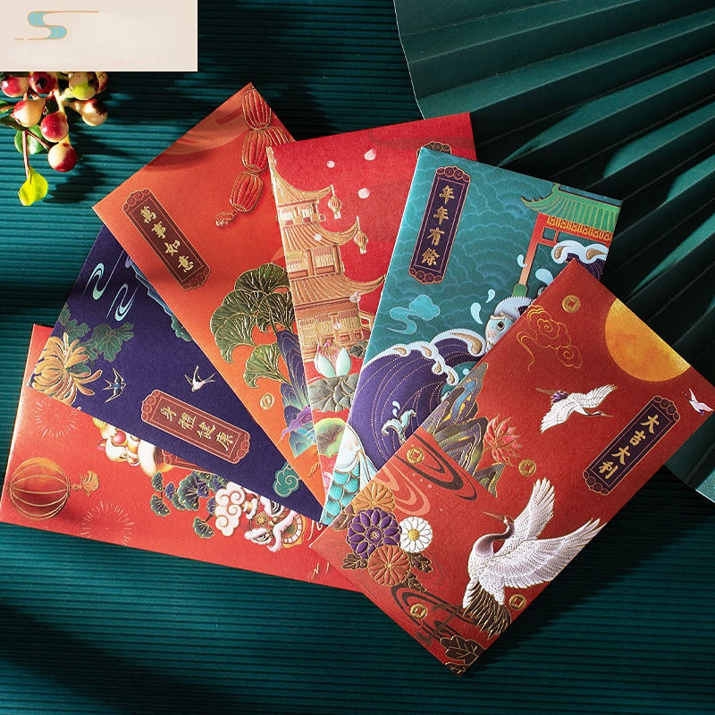 6pcs Classic Spring Lucky Money Blessing Chinese Red Envelopes