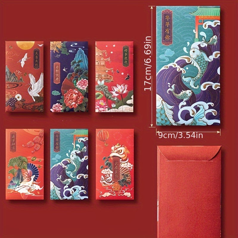 6pcs Classic Spring Lucky Money Blessing Chinese Red Envelopes