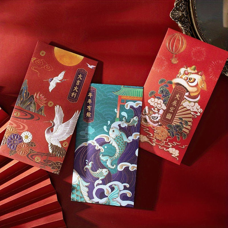 6pcs Classic Spring Lucky Money Blessing Chinese Red Envelopes