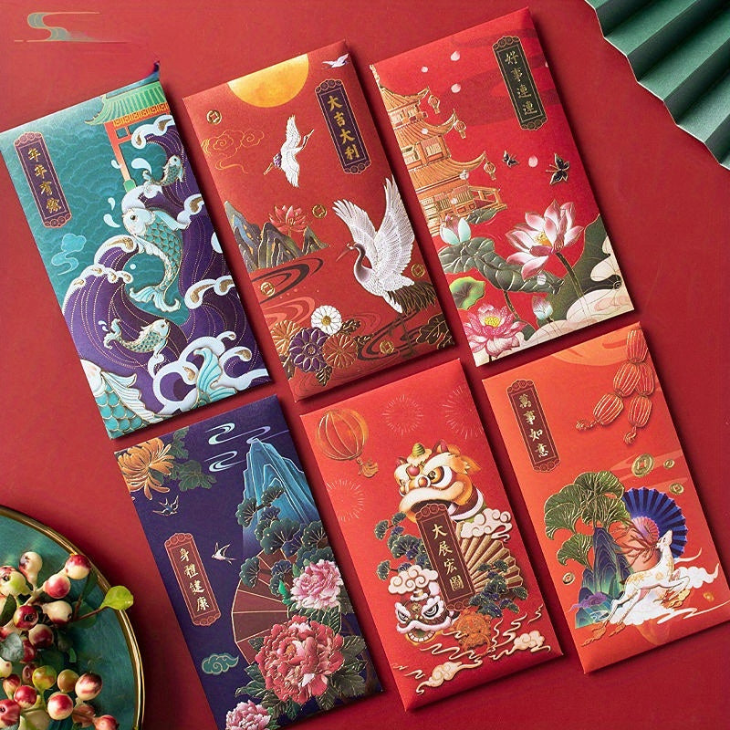 6pcs Classic Spring Lucky Money Blessing Chinese Red Envelopes