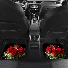 4pcs Rose Flowers Pattern Car Seat Covers Front Rear Seat Mat Car Accessories
