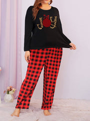  Christmas Pajama Set: Bell & Leopard Print Tee & Pants