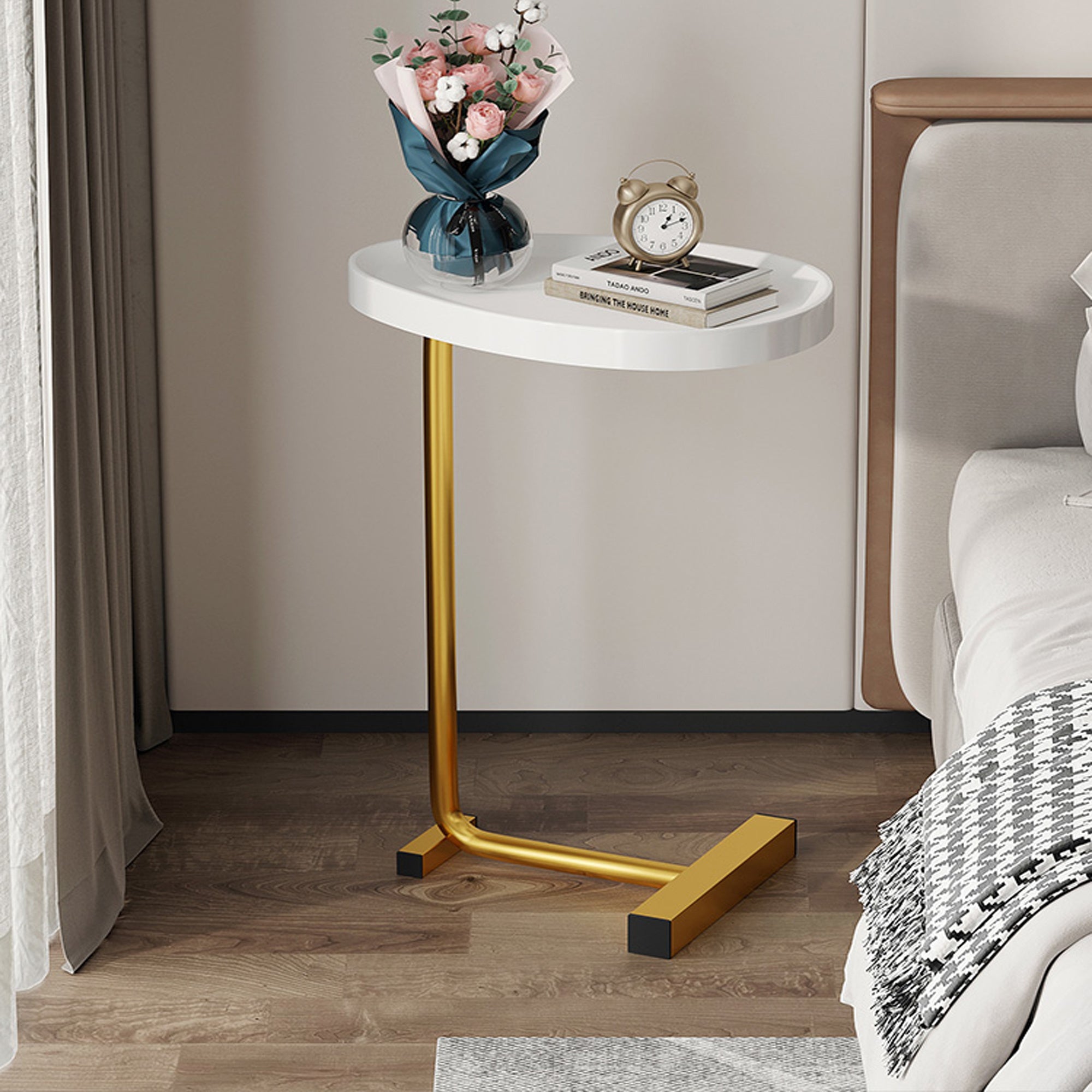 Golden Small Coffee Table Side Table Corner Table Bedside Table Living Room