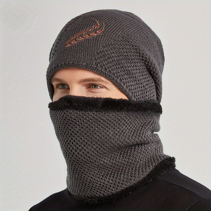 Winter Beanie Hat & Scarf Set for Men Warm Knitted Hat