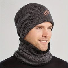 Winter Beanie Hat & Scarf Set for Men Warm Knitted Hat