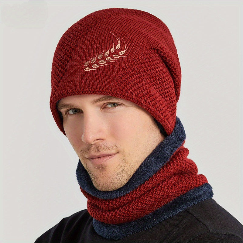 Winter Beanie Hat & Scarf Set for Men Warm Knitted Hat