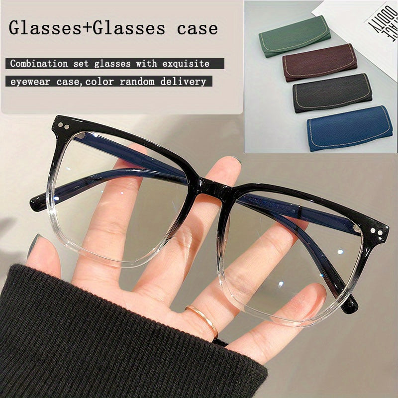 Stylish Large Frame Rectangular Glasses Anti Light Lens