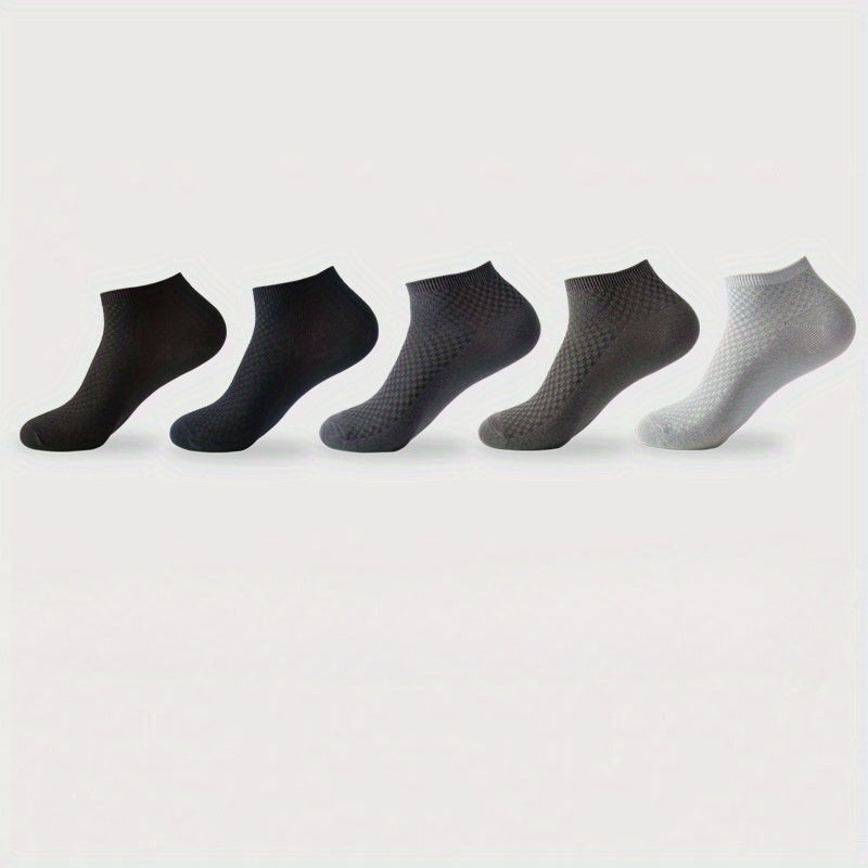 5 Pairs Men's Bamboo Fiber Crew Socks Comfortable All Seasons Casual Socks